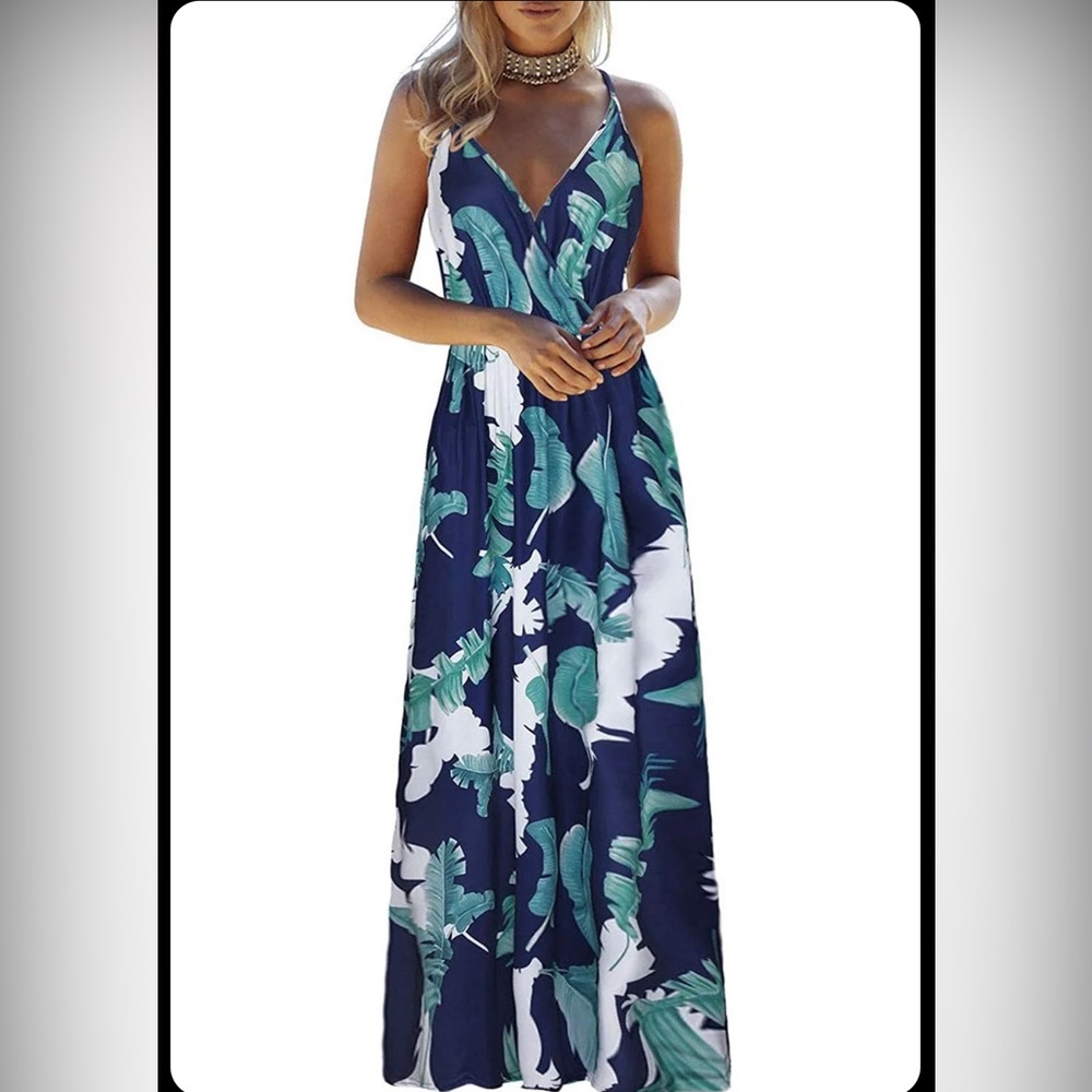 Ouges Womens Summer V-Neck Floral Adjustable Spag… - image 3